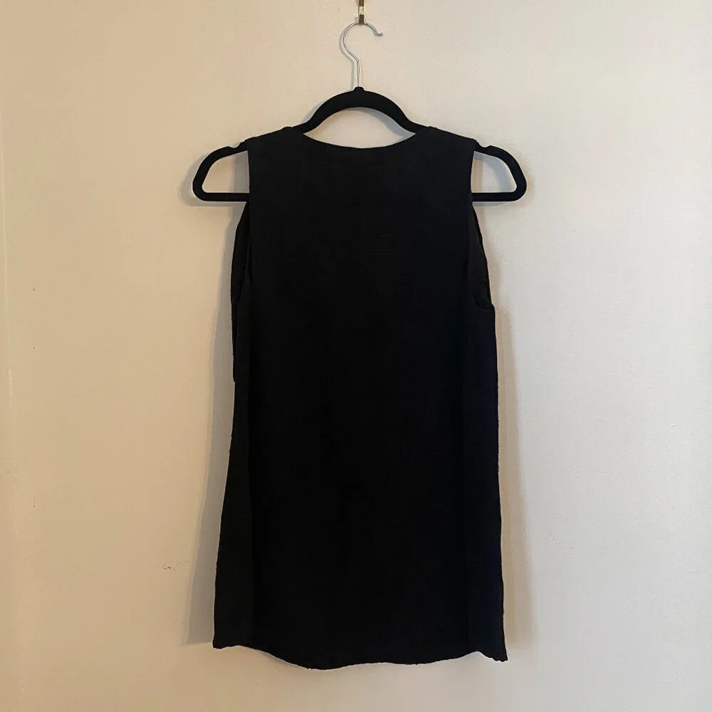 Smythe Black V Neck Sleeveless Blouse Top w/ Shoulder Bows Size XS - Picture 5 of 5
